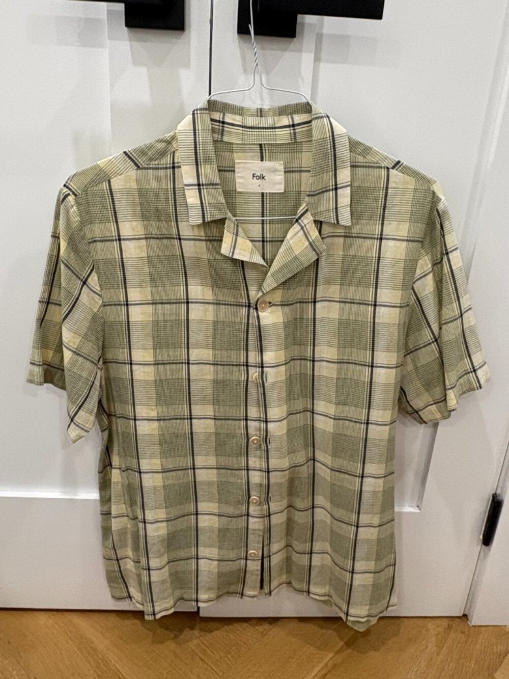 Folk Camp Collar Glen Plaid Shirt Size 4 (M)